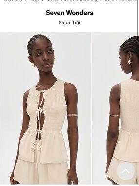 Seven Wonders Fleur Top — Cream Tie-Front Knit Camisole